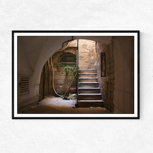 Old City Jerusalem Dark Stone Courtyard with Arch | Photo Print | Wall Art | Home Decor | Poster | Holy Land Gifts | Urban Photography