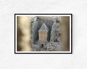 Altes Grab Sacharjas Durch ein Fenster betrachtet, Jerusalem | Fotodruck | Wandbild | Wohndekor | Poster | Heiliges Land Geschenke | Fotografie