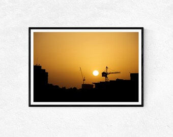 Sonnenuntergang über den Kranichen von Westjerusalem | Fotodruck | Wandbild | Wohndekor | Poster | Heiliges Land Geschenke | Stadtfotografie