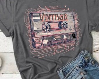 Vintage Cassette Graphic Tee, Retro Music Lover Shirt