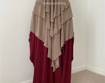 3 Layer Diamond Khimar in Chiffon