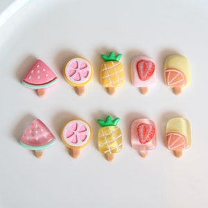 Cute Fruit Popsicle Ice Cream Dessert shoe charms Translucent Jelly Glossy