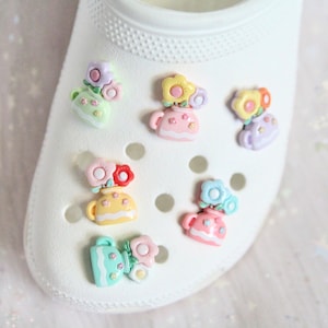 CLEARANCE Glossy Colorful Pastel Flower Vase Shoe Charms