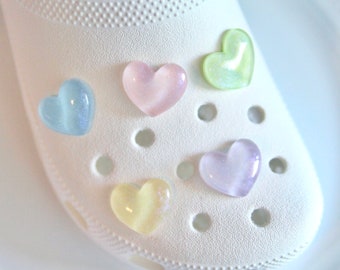 Shimmery Jelly Pastel Big Heart Shoe Charms