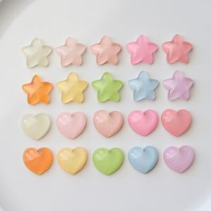 Stars and Hearts Semi Shimmer Shoe Charms | Jelly Clear Cute shoe charms