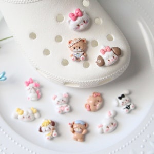 Glossy Cute Animal Shoe Charms | Kitten Bunny Puppy Bear Mikko
