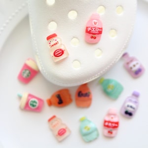 Cute drink Soft touch or Hard Clear shoe charms