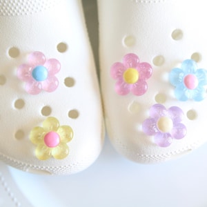 Pastel Glittery Big Flower Shoe Charms