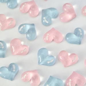 CLEARANCE Small Jelly Pink Blue Heart Shoe Charms