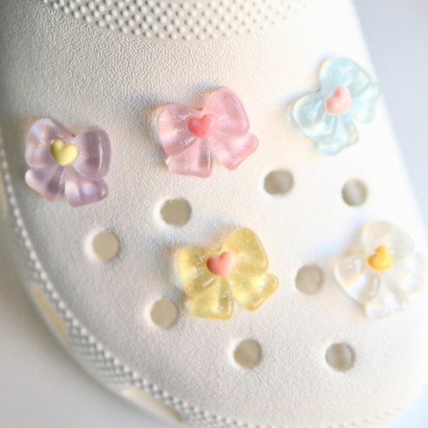 Jelly Bow shoe charms | pastel cute semi glitter