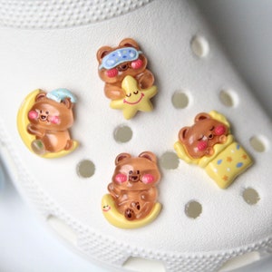 CLEARANCE Bedtime Bear Series | Clear Jelly Hard Resin Shoe Charm BIG Brown Bear
