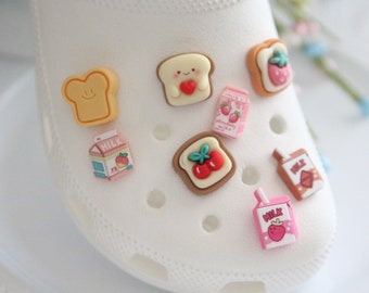 Cute MATTE Toast Juice Carton Shoe Charms