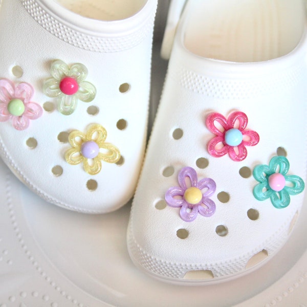 Big Bright Retro Shiny Glitter Flower Shoe Charms