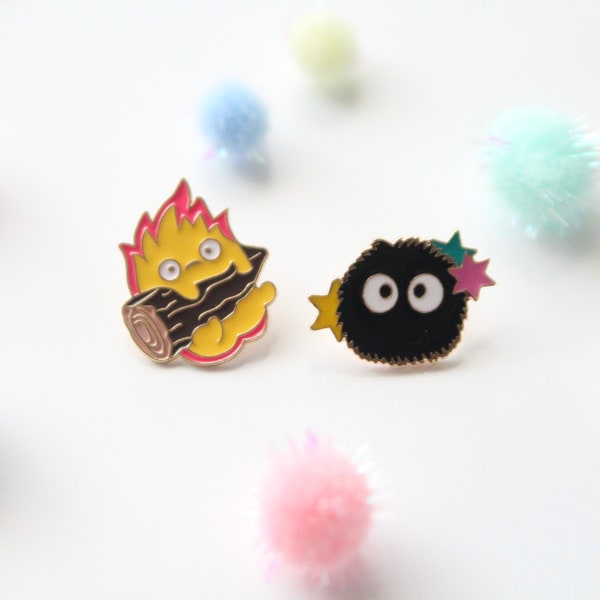 Anime Spirit Fire Soot enamel Pin | Metal Accessories Push Pin