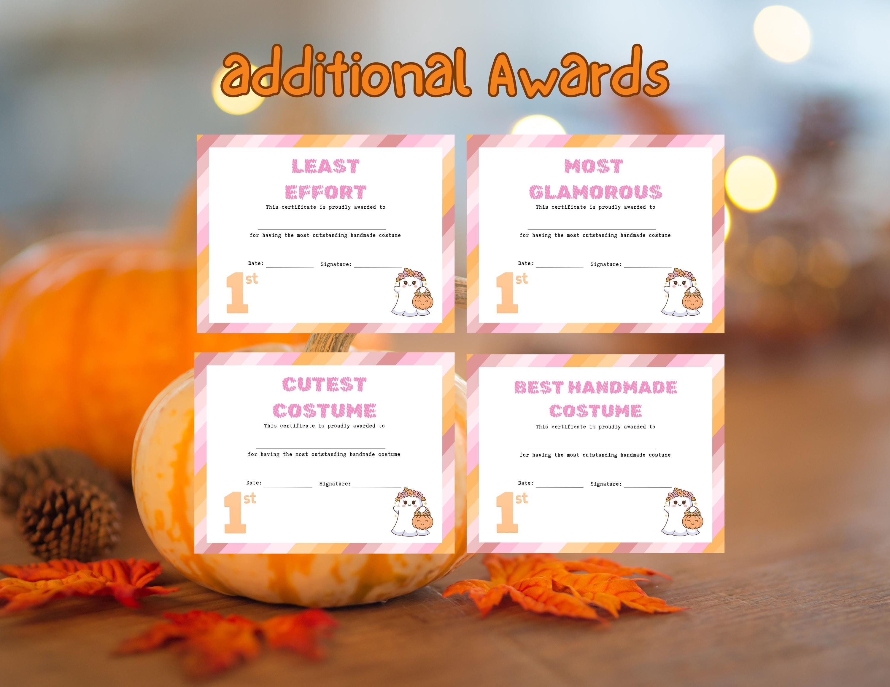 Boho Halloween Costume Awards: Printable Certificates (11x8.5 Inches ...