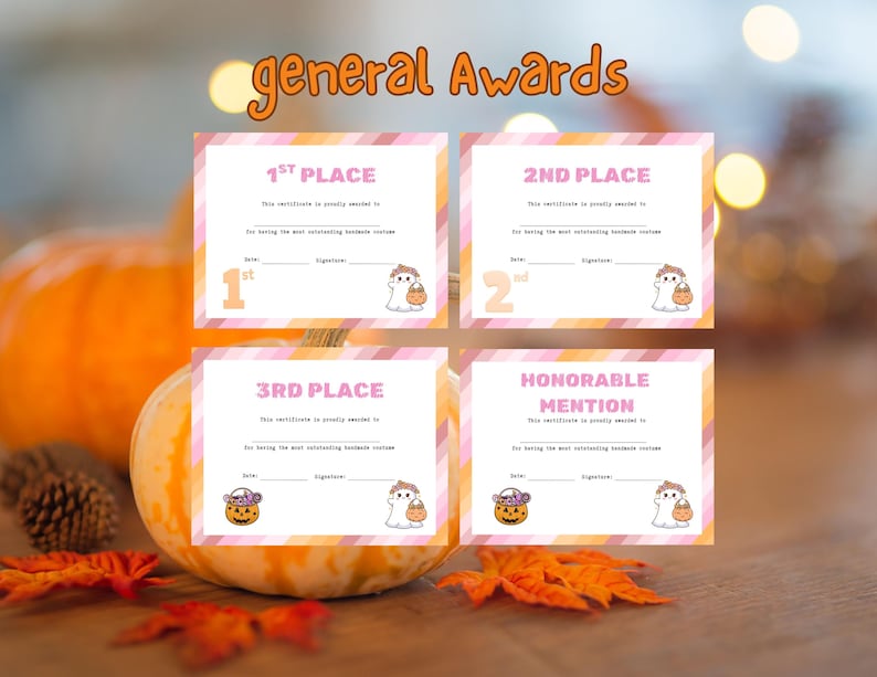Boho Halloween Costume Awards: Printable Certificates (11x8.5 Inches ...
