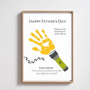 Manualidad con huella de mano para el Día del Padre / Linterna / Arte para el Día del Padre / Regalo para el Día del Padre de hijo/hija/ Niños / Recuerdo imprimible para el Día del Padre