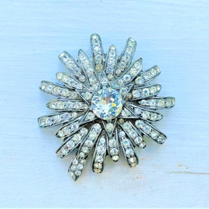 Vintage Signed Eisenberg Original Rhinestone Fur Clip Pin Brooch Marked 1940s