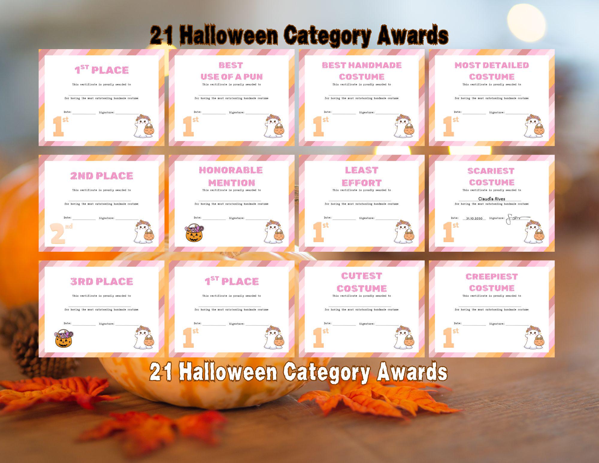 Boho Halloween Costume Awards: Printable Certificates (11x8.5 Inches ...