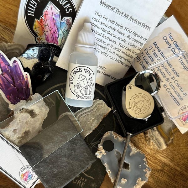 Mineral Test Kit, Engraved Hand Lens, Geology Rock Tests