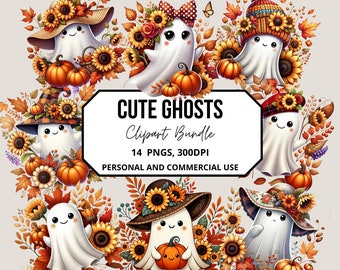 Imágenes prediseñadas de Halloween / Descarga digital / Halloween PNG / Fantasma lindo / Imágenes prediseñadas de fantasmas / Fantasma PNG / Fantasma acuarela