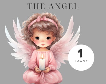 Angel Clipart PNG,  Watercolor Girl Angel, Christmas Angel, Junk Journal, Card Making, Instant Download, Cristmas Clipart