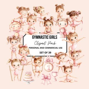 Bambini ginnastica PNG, acquerello ginnastica Clipart, ragazza ginnastica PNG, accessori ginnastica