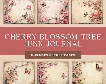 Papier numérique fleurs de cerisier, scrapbooking, journalisation indésirable, papier vintage, sakura japonais, éphémères imprimables