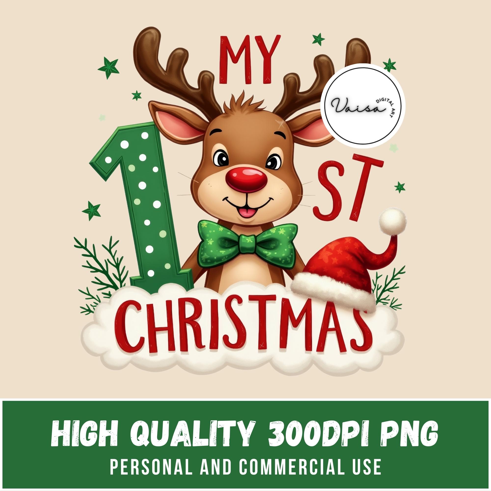 My 1st Christmas Clipart, Baby First Christmas Clipart, Christmas Design, Baby's First Xmas PNG, First Xmas PNG, Christmas Reindeer Clipart