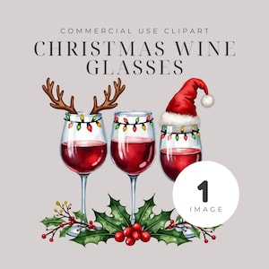 Kerst wijnglazen clipart, feestelijke vakantie ontwerp PNG, Merry Christmas wijnglazen, aquarel wijn clipart, wijnglas clipart