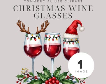 Clipart de verres à vin Noël, vacances festives Design PNG, joyeux Noël verres à vin, Clipart vin aquarelle, Clipart verre à vin