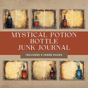 Mystic Potion Junk Journal Pages, Witchcraft Ephemera, Fantasy Ephemera, Witchy Collage Sheet,  Digital Scrapbook Paper