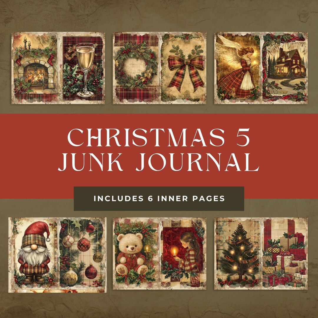 Merry Christmas Junk Journal Pages, Rustic Christmas, Printable Journal ...