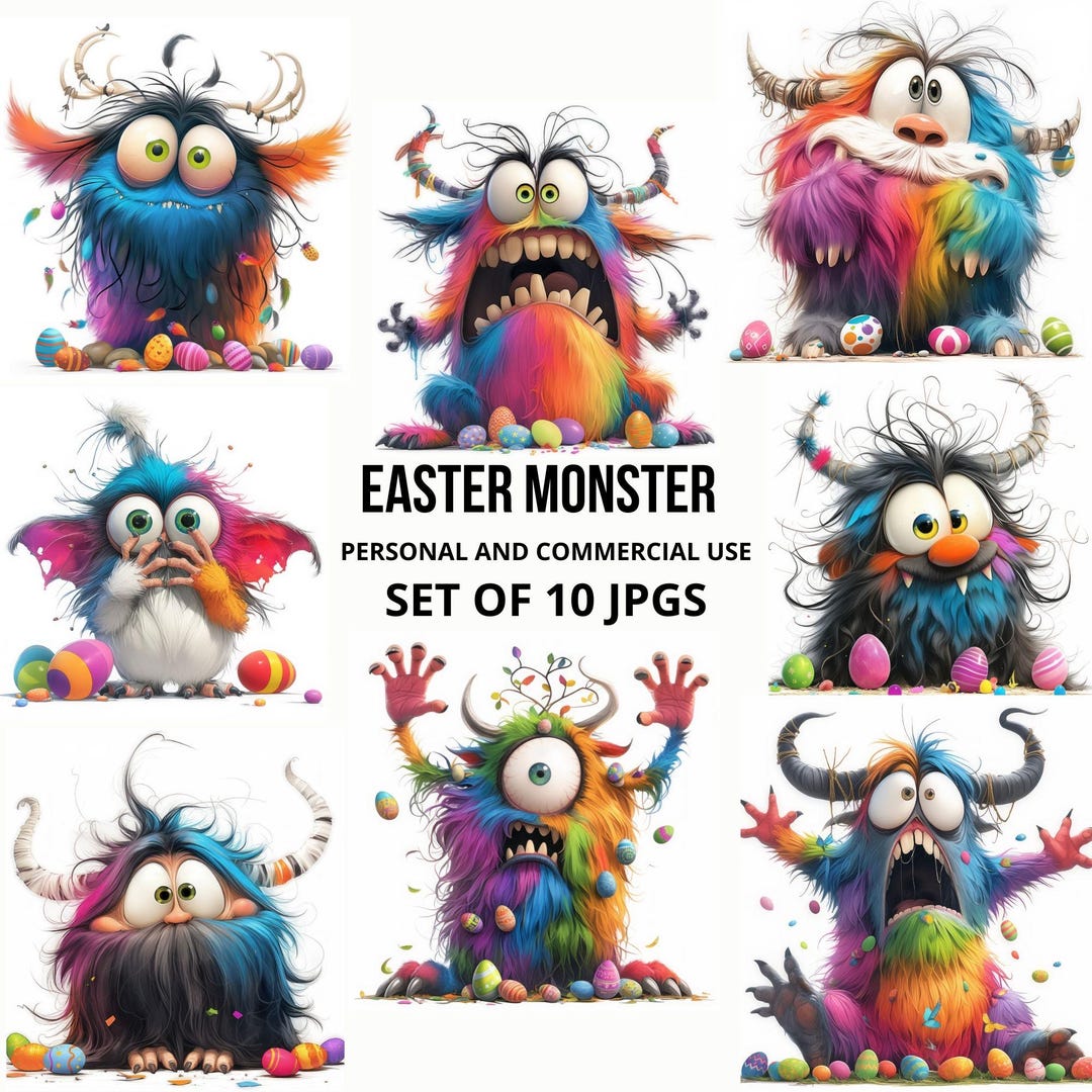 Quirky Easter Monster 10 High Res Watercolor Jpgs for Junk Journaling ...