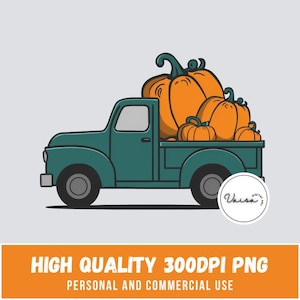 Vintage Truck with Pumpkins , Fall Harvest, Halloween Truck, Farm Truck, PNG