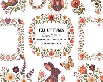 Imágenes prediseñadas de arte popular escandinavo, elementos de patrones florales, diseño folclórico nórdico, imágenes prediseñadas para bodas bohemias, marcos y bordes PNG, paquete de diseño de superficies