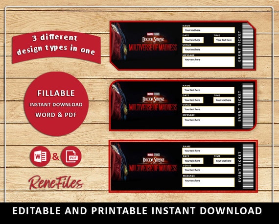 Dr Strange Printable Multiverse of Madness Surprise Ticket. - Etsy
