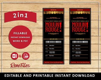 Moulin Rouge Ticket Template Etsy UK Moulin Rouge Ticket Template Etsy UK