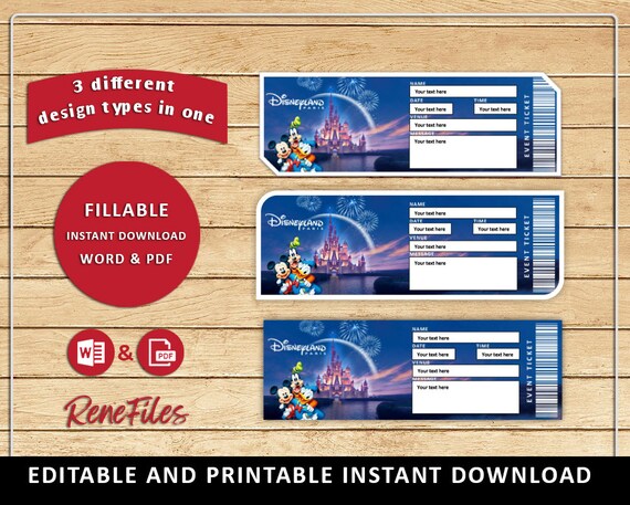 Disneyland Paris Printable Surprise Ticket. Editable Musical | Etsy ...
