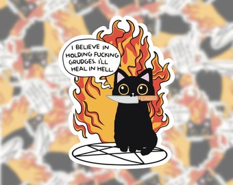 Sticker vinyle chat noir Revenge : santé mentale amusante, humour introverti