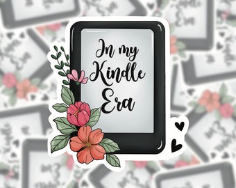 À l'époque de mon Kindle en vinyle autocollant | Lecteur Smut Romance | Stickers Kindle, bouteille d'eau, ordinateur portable | Esthétique florale fantastique | Cadeau club de lecture