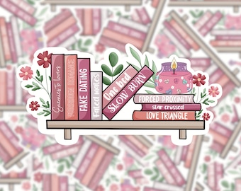 Bookstack book tropes vinyl sticker for book lovers, ipad kindle bookish merch, fantasy, YA, fiction, smut, romance, booktok e-reader gifts