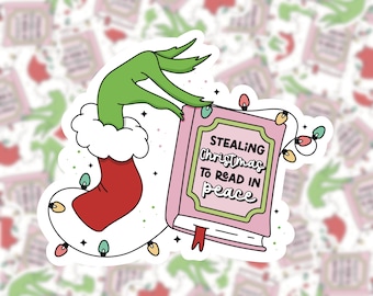 Voler Noël pour lire en paix Sticker | autocollant mignon de saison des vacances | Gourde Kobo pour Kindle | Cadeau lecteur club de lecture | Cadeau rat de bibliothèque