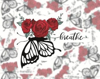 Autocollants en vinyle qui favorisent l'amour de soi, autocollant papillon « Breathe » pour prendre soin de soi pour bouteille d'eau et ordinateur portable, cadeau pour amis ou amateurs de yoga