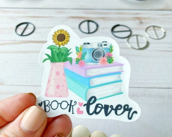 Book lover floral Die cut sticker, laptop sticker, planner sticker, vinyl decal, book stack flower | motivational sticker | sunflowers