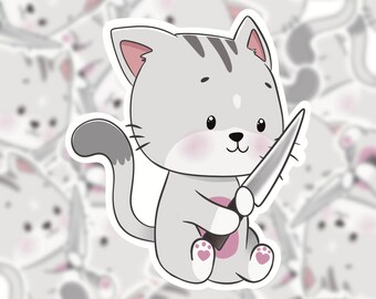 Autocollant vinyle mignon chat en colère \ décalcomanies iPad pour ordinateur portable bouteille d'eau, cadeaux amusants pour les amateurs de chatons, autocollants mèmes sarcastiques, autocollants planificateur