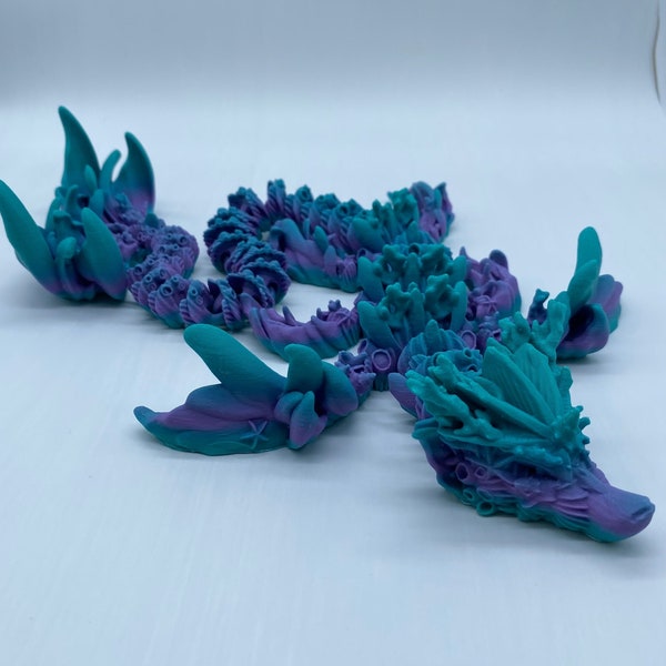 Coral Reef Dragon Fidget Toy | 3D Printed Articulating Ocean Dragon | Multicolor Flexi Toy | Ocean Creature Flexi | Mothers Day Gift