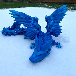 Crystal Winged Articulated Dragon, Flying Shoulder Dragon, 3d Figurine, DM or DnD Gifts, Fidget Desk Toy, Mothers Day Gift, gift for him