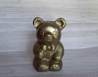 Vintage Brass Bear Piggybank