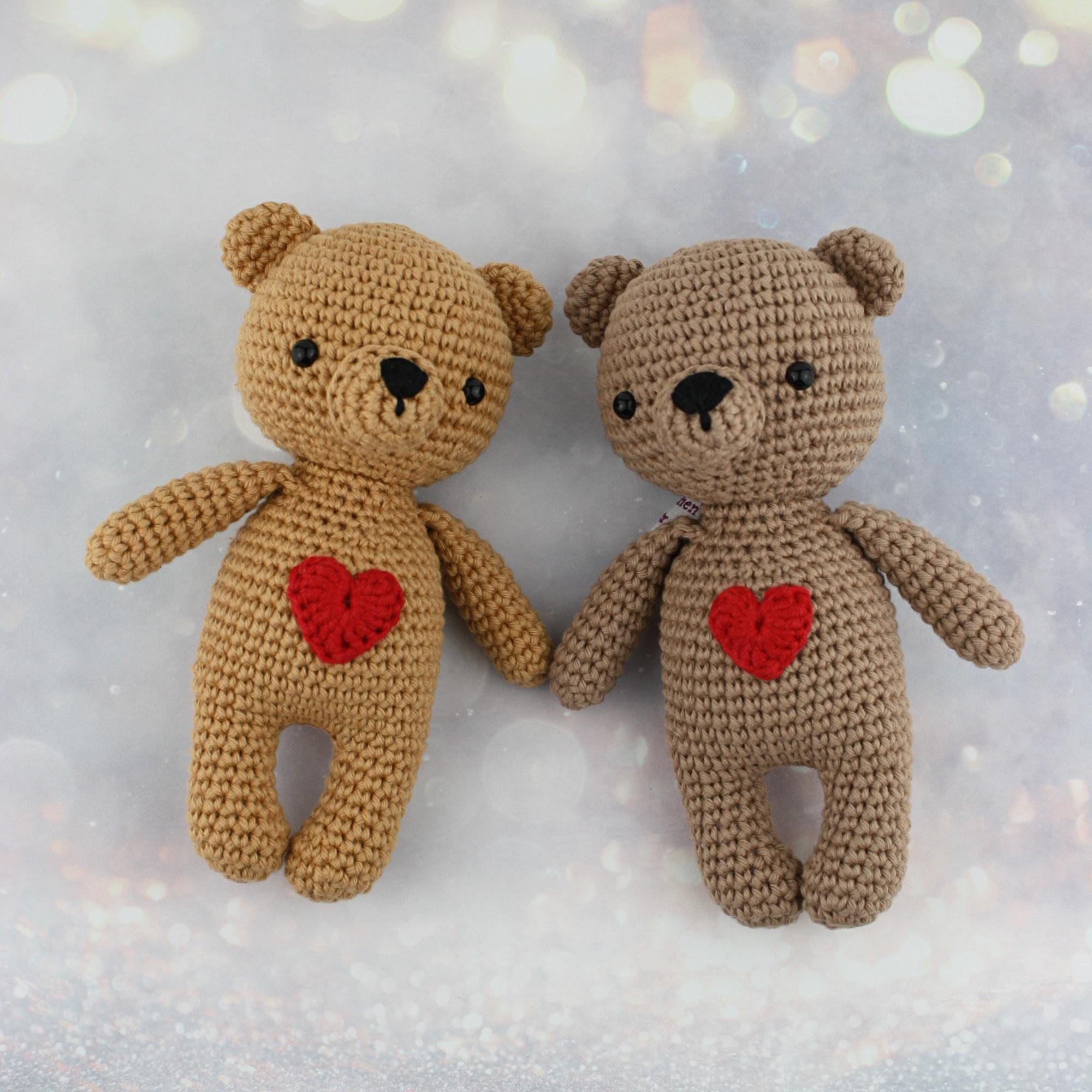 Cuddly toy crocheted teddy bear mini in 3 colors made of cotton handmade amigurumi unique gift for children